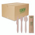 ECO-PRODUCTS,INC. EPS215 Wood Cutlery, General Purpose, Fork/Knife/Napkin/Spoon, Natural, 500/Carton