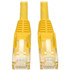 Enhanced performance. With tested frequencies up to 550 MHz, this patch cable supports high-speed data transmission, making it ideal for gigabit networks and Power over Ethernet (PoE) applications.  High-quality construction. The Eaton Tripp Lite Series Cat6 Gigabit Snagless Molded Ethernet Cable is designed with a PVC jacket and staggered pin configuration, ensuring durability and reliable connectivity for all your networking needs.  Universal compatibility. Featuring male RJ-45 connectors on both ends, this cable is compatible with a wide range of devices, ensuring a seamless connection for PCs and other network components.