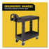RUBBERMAID COMMERCIAL PROD. 450500BK Flat Shelf Utility Cart, Plastic, 2 Shelves, 500 lb Capacity, 19.19" x 37.88" x 33.33", Black