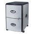 STOREX 61351U01C Mobile Filing Cabinet with Metal Siding, 2 Letter-Size File Drawers, Silver/Black, 19" x 15" x 23"