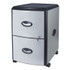 STOREX 61351U01C Mobile Filing Cabinet with Metal Siding, 2 Letter-Size File Drawers, Silver/Black, 19" x 15" x 23"