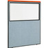 Global Industrial Interion® Deluxe Office Partition Panel with Partial Window 60-1/4""W x 73-1/2""H Blue p/n 694673WBL