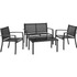 Global Industrial™ 4-Piece Outdoor Patio Set Glass Top Table Black p/n 348125BK