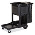 RUBBERMAID COMMERCIAL PROD. 1861430 Executive Janitorial Cleaning Cart, Plastic, 4 Shelves, 1 Bin, 21.75" x 46" x 38.38", Black