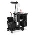 RUBBERMAID COMMERCIAL PROD. 1861430 Executive Janitorial Cleaning Cart, Plastic, 4 Shelves, 1 Bin, 21.75" x 46" x 38.38", Black