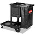 RUBBERMAID COMMERCIAL PROD. 1861430 Executive Janitorial Cleaning Cart, Plastic, 4 Shelves, 1 Bin, 21.75" x 46" x 38.38", Black