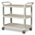 RUBBERMAID COMMERCIAL PROD. 409100CM Xtra Utility Cart with Open Sides, Plastic, 3 Shelves, 300 lb Capacity, 40.63" x 20" x 37.81", Off-White