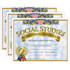 EDUCATORS RESOURCE Hayes H-VA575-3  Certificates, 8-1/2in x 11in, Social Studies Achievement, 30 Certificates Per Pack, Set Of 3 Packs