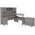 BUSH INDUSTRIES INC. SET016PG Bush Furniture Somerset 72inW 3-Position Sit-To-Stand L-Shaped Desk With Hutch And File Cabinet, Platinum Gray, Standard Delivery