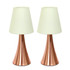 ALL THE RAGES INC LT2014-CRM-2PK Simple Designs Valencia Mini Touch Table Lamps, 11-7/16inH, Cream Shade/Rose Gold Base, Set Of 2 Lamps