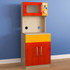 Create a fun play area in your classroom with the Flash Furniture Bright Beginnings Commercial Grade Wooden Childrens Kitchen Cabinet With Microwave. Knobs turn and doors open for interactive, imaginative play.  Made from durable wood with a scratch-resistant UV finish.  Rounded corners for safety.  Integrated children"s microwave.  Opening front door with inner storage.  Knobs turn for interactive play.  Wipe clean with a damp cloth and air dry.  Weight capacity tested to support 100 lb.  Assembly required.  Backed by the manufacturer"s 1-year limited warranty.