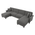 BUSH INDUSTRIES INC. Bush CVY130BFGH-03K  Furniture Coventry 131inW Sectional Couch With Double Chaise Lounge, French Gray Herringbone, Standard Delivery