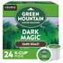 Savor the rich aroma and flavor qualities of espresso with Green Mountain Coffee Dark Magic Coffee K-Cup Pods. Each features an enjoyable fusion of syrupy Indonesian beans matched with Latin American coffees for a deep, full-bodied taste.  Take with you on the go when working in the office or anywhere else.  Green Mountain extra-bold coffee K-Cup Pods have built-in coffee filters, so theres no measuring required.  Designed for Keurig single-cup brewing systems.  Box of 24 extra-bold coffee K-Cup Pods for use with single-serve brewers.