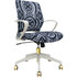 RAYNOR MARKETING, LTD. K-ESGR-WHT-ECHO-GLD Raynor Elizabeth Sutton Gramercy Fabric Mid-Back Task Chair, Greyscale Echo/White/Gold