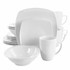 MEGAGOODS, INC. Elama 995114772M  Bishop 16-Piece Soft Square Porcelain Dinnerware Set, White