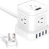 Power multiple devices at a time with the Uncaged Ergonomics PCW 5 AC-Outlet Cube Extension Cord With Surge Protector. The extension cord has 5 AC outlets and 4 USB ports for simultaneous charging.  Multi-outlet design includes 5 AC outlets and 4 USB ports in a non-blocking design for convenient simultaneous charging.  Surge Protection helps minimize power interruptions.  Pure copper wire delivers improved power transmission.  Cube design offers compact placement.  Suitable for indoor use.  Backed by the manufacturers 90-day limited warranty.
