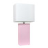 ALL THE RAGES INC Elegant Designs LT1025-BPK  Modern Leather Table Lamp, 21inH, White/Blush Pink