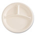 BOARDWALK PLT3C10NPFA Bagasse PFAS-Free Dinnerware, 3-Compartment Plate, Sugarcane, 10" dia, Tan, 500/Carton