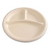 BOARDWALK PLT3C10NPFA Bagasse PFAS-Free Dinnerware, 3-Compartment Plate, Sugarcane, 10" dia, Tan, 500/Carton