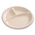 BOARDWALK PLT3C10NPFA Bagasse PFAS-Free Dinnerware, 3-Compartment Plate, Sugarcane, 10" dia, Tan, 500/Carton