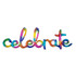 AMSCAN CO INC Amscan 3918331  "Celebrate" Cursive Balloon Banner, 59in x 20in, Rainbow