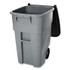 RUBBERMAID COMMERCIAL PROD. 9W27GY Square Brute Rollout Container, 50 gal, Molded Plastic, Gray