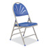 NATIONAL PUBLIC SEATING NPS® 1105 1100 Series Deluxe Fan-Back Tri-Brace Folding Chair, Supports Up to 500 lb, Blue Seat, Blue Back, Gray Base, 4/Carton