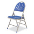 NATIONAL PUBLIC SEATING NPS® 1105 1100 Series Deluxe Fan-Back Tri-Brace Folding Chair, Supports Up to 500 lb, Blue Seat, Blue Back, Gray Base, 4/Carton