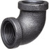 USA Industrials ZUSA-PF-15974 Black Pipe Fittings; Fitting Type: Elbow ; Fitting Size: 1-1/2" ; End Connections: NPT ; Material: Malleable Iron ; Classification: 150 ; Fitting Shape: 900 Elbow