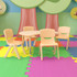 Set up a collaborative area in your classroom, church or daycare with a Flash Furniture Crescent Plastic Height-Adjustable Activity Table Set With 4 Chairs. Adjust the table in 1in increments to suit your students needs. Rounded edges help prevent accidents.  Table boasts a 1in smooth laminate top with safety rounded corners.  Steel legs adjust in 1in increments.  Contoured polypropylene shell chairs for comfort.  Recommended for preschool students.  Weight capacity tested to support 220 lb (table) and 154 lb (chairs).  Assembly required.