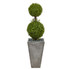 NEARLY NATURAL INC. T2492 Nearly Natural Boxwood Double Ball Topiary 4'H Artificial Tree With Planter, 48inH x 13inW x 13inD, Green/Gray