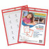 C-LINE PRODUCTS, INC 40814 Reusable Dry Erase Pockets, Super Heavy-Duty, Top Load 9 x 12 Insert, Clear Front, Neon Red Border, 30/Pack
