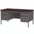 ALERA HSD6030CM Double Pedestal Steel Desk, 60" x 30" x 29.5", Mahogany/Charcoal, Charcoal Legs