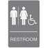 U.S. STAMP & SIGN 4811 HeadLine Restroom/Wheelchair Image Indoor Sign - 1 Each - Restroom (Man/Woman/Wheelchair) Print/Message - 6in Width x 9in Height - Rectangular Shape - Double-sided - Plastic - Gray, White