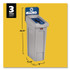 RUBBERMAID COMMERCIAL PROD. 2185055 Slim Jim Recycling Station Kit, 1-Stream Mixed Recycling, 23 gal, Plastic, Gray/Blue