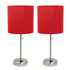 ALL THE RAGES INC LimeLights LC2001-RED-2PK  Stick Desktop Lamps With Charging Outlets, 19-1/2in, Red Shade/Brushed Nickel Base, Set Of 2 Lamps