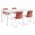 KENTUCKIANA FOAM INC KFI Studios 840031924087  Dailey Table Set With 4 Sled Chairs, White Table/Coral/Silver Chairs