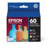 EPSON AMERICA INC. T060120-BCS Epson 60 DuraBrite Black And Cyan, Magenta, Yellow Ink Cartridges, Pack Of 4, T060120-BCS