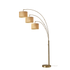 ADESSO INC 4250-18 Adesso Bowery 3-Arm Arc Lamp, 82inH, Natural/Beige Shade/Antique Brass Base