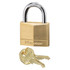 Features 4-pin tumbler security and hardened steel shackle  Includes pair of brass keys  Width: 1-9/16in  Medium-duty, keyed padlock offers the corrosion protection of a solid brass body and cylinder