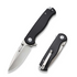 SENCUT S23054B-3 Errant Flipper/Thumb Stud Folding Knife 3.45"" Satin 9Cr18MoV Drop Point Plain Edge Blade, Black Canvas Micarta Handle