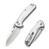 SENCUT S22043B-2 ArcBlast Flipper/Thumb Stud Folding Knife 2.98"" Satin 9Cr18MoV Drop Point Plain Edge Blade, Silver Aluminum Handle