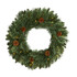 NEARLY NATURAL INC. Nearly Natural W1112  White Mountain 24inH Pine Artificial Christmas Wreath With 35 LED Lights And Pine Cones, 24in x 4in, Green