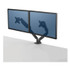 FELLOWES MFG. CO. 8042501 Platinum Series Dual Monitor Arm for 40" Monitors, 360 deg Rotation, +/-45 deg Tilt, 360 deg Pan, Black, Supports 17.6 lb/Arm