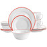 GIBSON OVERSEAS INC. Martha Stewart 995117547M  Fine Ceramic 16-Piece Dinnerware Set, White/Red
