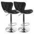 MEGAGOODS, INC. Elama 995116248M  Tufted Faux Leather Adjustable Bar Stools, Curved Mid Back, Black/Chrome, Set Of 2 Stools