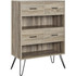 AMERIWOOD INDUSTRIES, INC. 9654096PCOM Ameriwood Home Landon Retro 44inH 2-Shelf Bookcase With Bins, Distressed Gray Oak