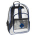 Organize your school supplies inside the roomy Trailmaker clear backpack. Its heavy-duty PVC construction is fully see-through and easy to wipe clean. The main compartment, zippered pockets and side mesh pockets have plenty of room for binders, homework, writing utensils, umbrellas and water bottles.  Heavy-duty PVC design is completely see-through, so you can easily get through security checks.  Carry or hang the bag with the secure-grip rubber handle.  2 side mesh pockets, 1 front zippered pocket, 1 zippered mesh pocket and 1 large main compartment can store all of your essentials.  Mesh slip compartments inside the front section help you organize writing utensils and other small items.  Easy-grip cloth and metal zippers provide extra security.  Rain-resistant design helps keep your items dry.