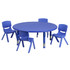 Kids can learn, play and craft around this Flash Furniture 45in Round Activity Table. Little learners can enjoy a comfortable seat in the 4 contoured polypropylene chairs, while the tables rounded edges provide added safety in your classroom. Crafted from plastic, the table is easy to clean and offers the durability needed to keep up with your lessons.  Plastic construction.  1-1/2in-thick textured top with safety rounded edges.  Steel legs adjust in height in 1in increments.  Height-adjustable design from 14-1/2in to 23-3/4in.  20inH chairs are crafted with a contoured polypropylene shell.  Boasts a 10-1/2in seat height.  Weight capacity tested to support 220 lb (table) and 154 lb (chair).  Assembly required.  This product is heavy and/or oversized and may need more than one person to handle.