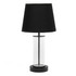 ALL THE RAGES INC LT2081-BOB Simple Designs Encased Metal Table Lamp, 16-15/16inH, Black Shade/Black And Clear Base